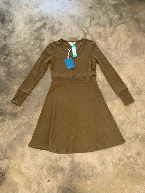 Market & Spruce Dresses & Skirts - NWT Market & Spruce Stella Cozy Waffle Knit Henley Dress Olive Green S